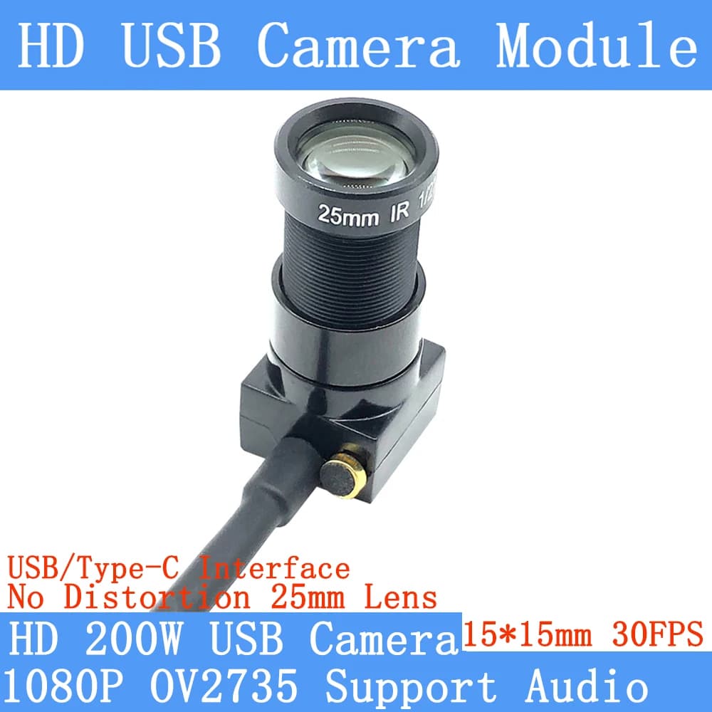 1080P Full HD 30FPS OTG UVC Plug Play 2 MP USB Camera Module with audio for USB Type-C interface