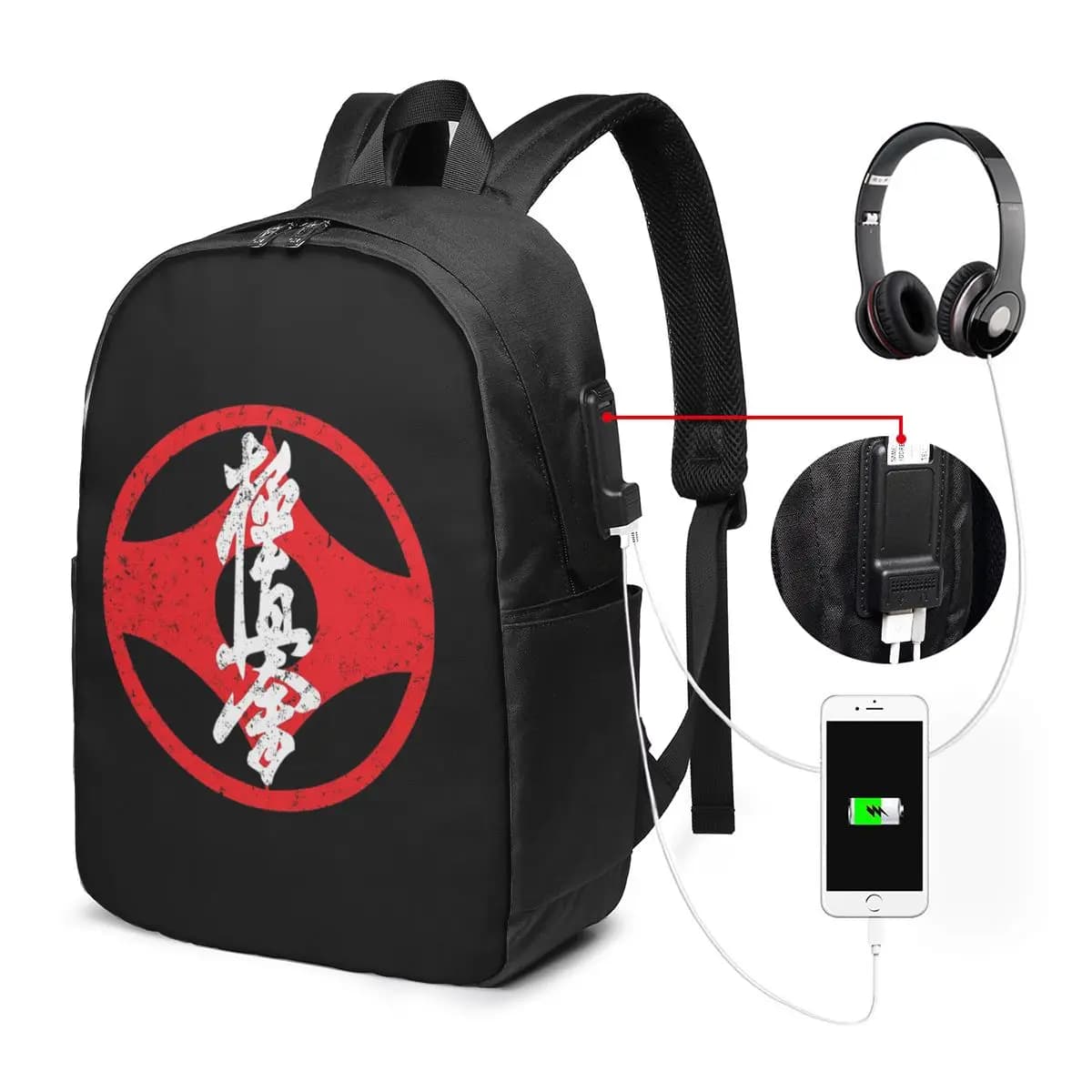 Kyokushin Kaikan Karate Symbol Kyokushinkai Dojo Zaino da viaggio Borsa per notebook Borsa per computer Borsa per studenti universitari Borsa per laptop