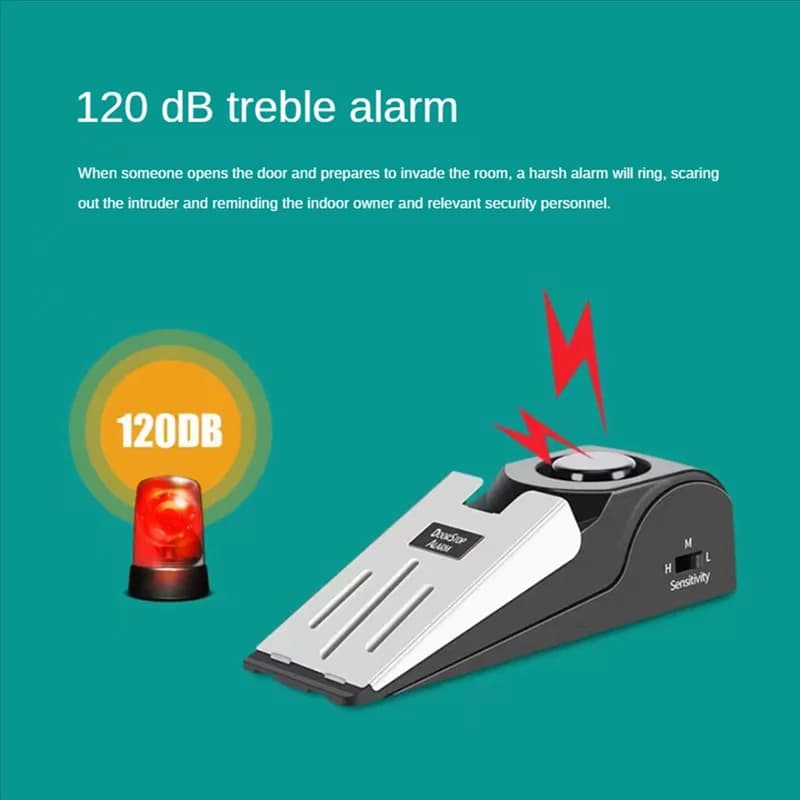 ZIZI Allarme fermaporta, fermaporta con allarme di sicurezza 120Db, dispositivo di sicurezza con cuneo per porta per viaggi, casa, hotel facile da usare, 2 pezzi