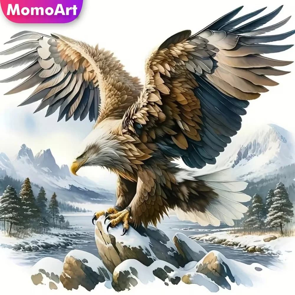 Momoart Nuovo Arrivo Kit Fai-da-Te per Ricamo Diamante Aquila Animale, Mosaico Diamante Completo Quadrato o Rotondo, Decorazione per la Casa