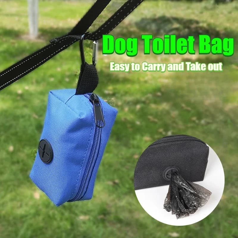 Porta sacchetti per cacca di cane in tela, custodia per raccolta rifiuti di animali Dispenser per sacchetti di rifiuti per animali domestici all'aperto con moschettone Accessori per cani