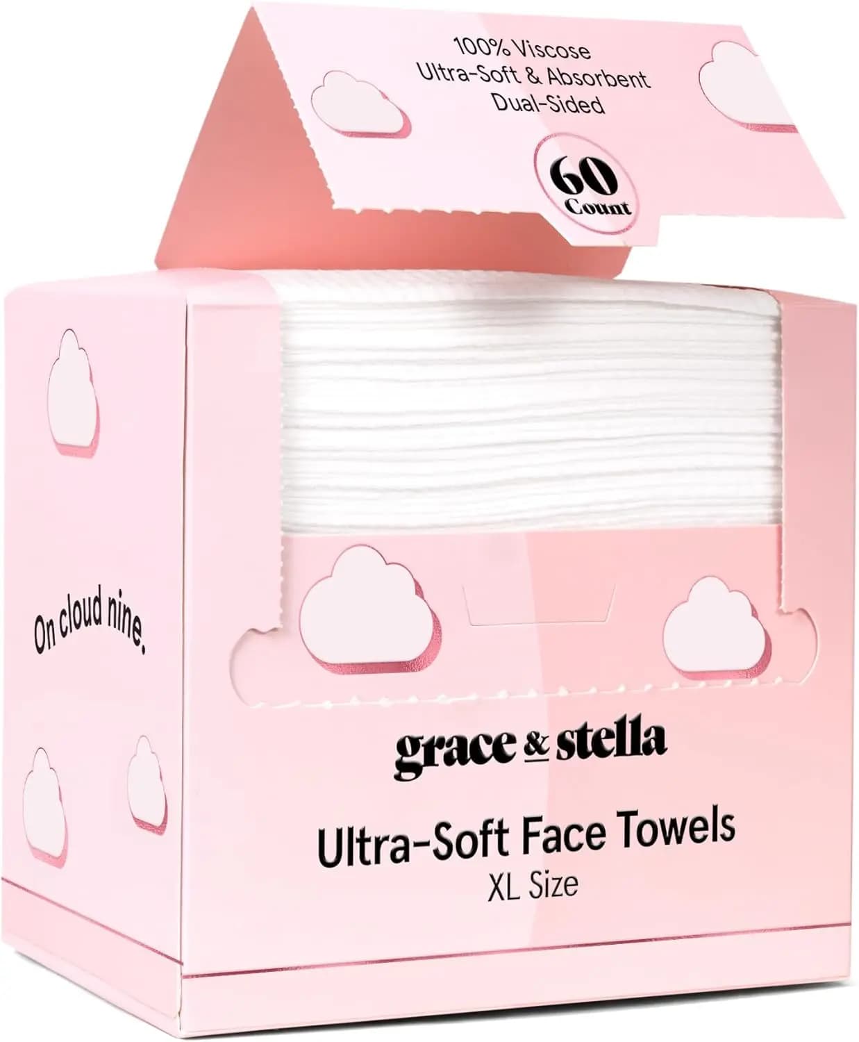 Salviette Viso Monouso - Ultra Morbide e Assorbenti XL per Pulizia, Rimozione Trucco, Essenziali per Viaggi - Confezione da 60