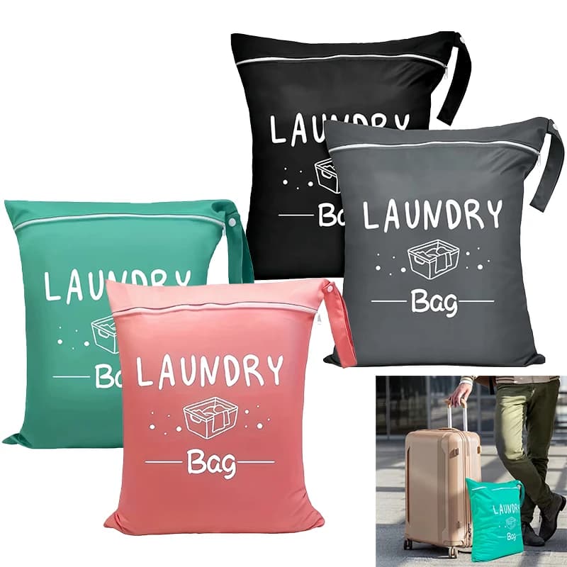 Laundry Bags with Zip, Waterproof Laundry Bag Travel, Reusable Wet Bag with Zip, Waterproof Laundry Bag for Fitness