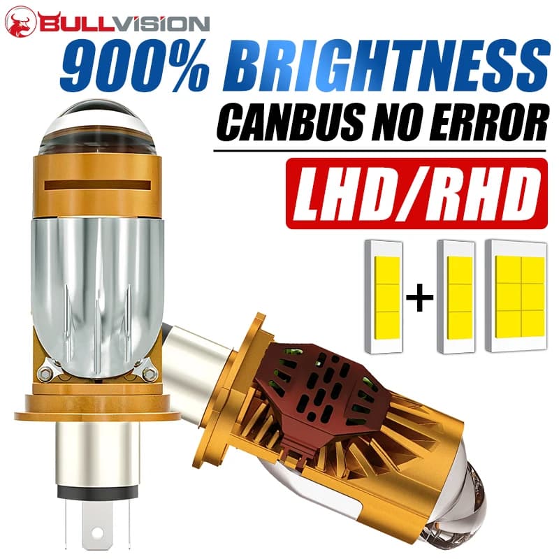 5000W H4 LED Headlight Bulb Projector Lens CANBUS Super Bright 5800000Lm 6500K Turbo Fan Car Light 9003/HB2 For Cars/Motorcycles