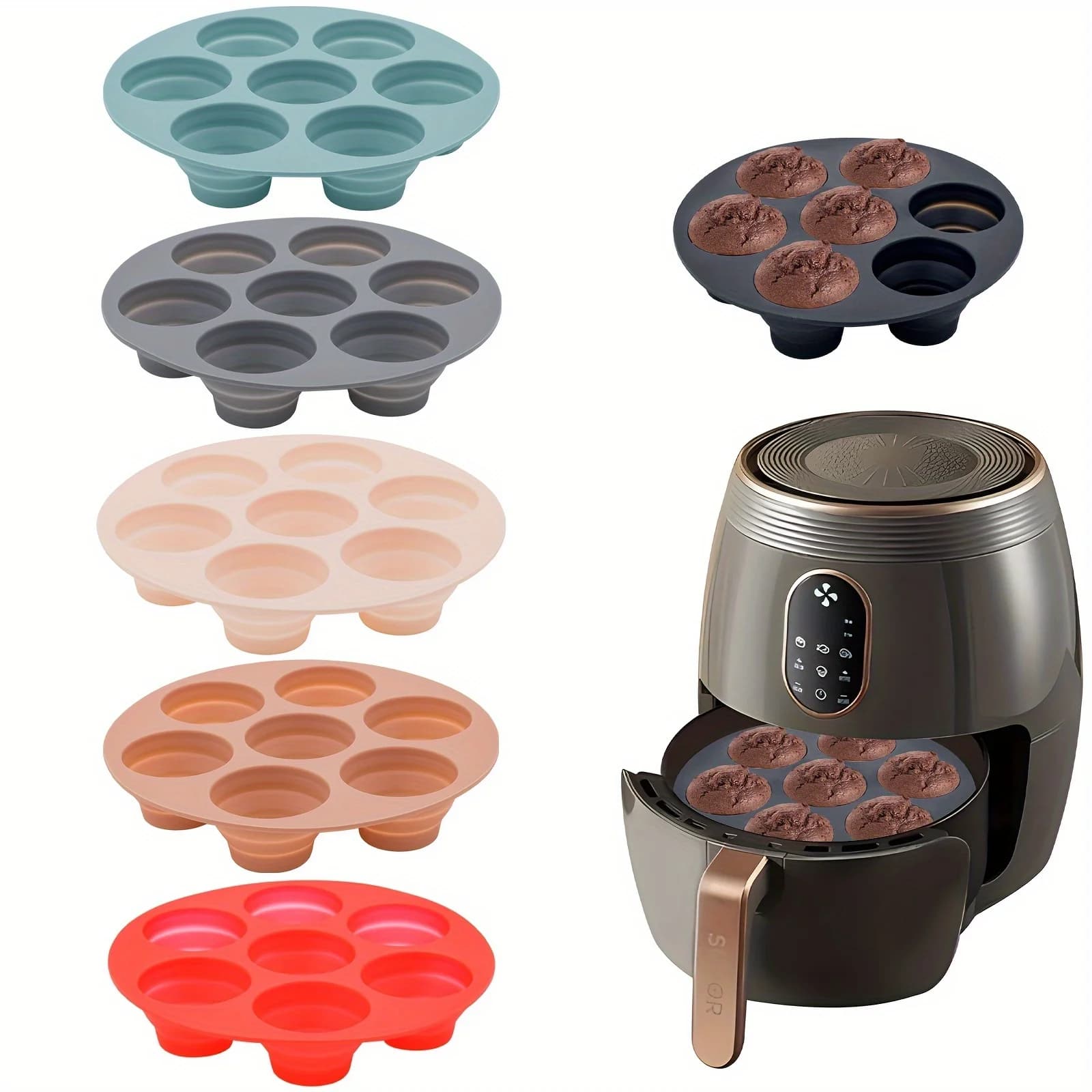 2pcs Seven hole cake mold, circular baking cake mold, air fryer, silicone tray