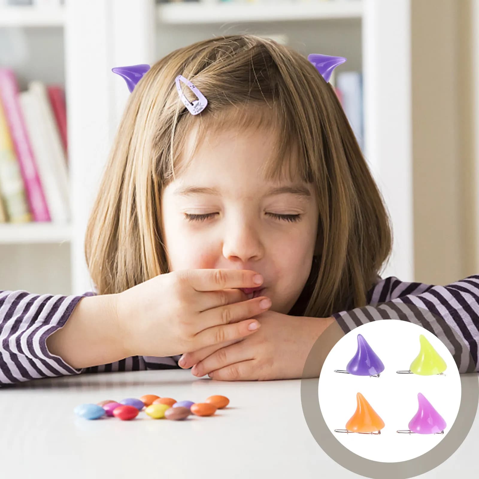 16 fermagli per capelli con corna del diavolo, fermagli per capelli di Halloween per ragazze e donne, accessori per costumi festivi, fermagli per capelli per bambini