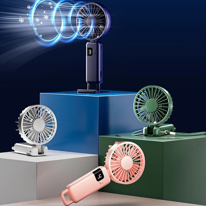 2024 nuovo arrivo vento raffreddamento a mano mini ventilatore USB portatile 5 velocità tasca personale ricaricabile palmare con gancio