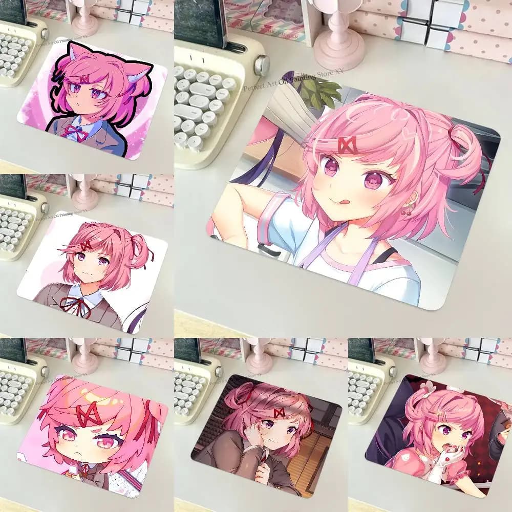 Cartoon Character Natsuki Mousepad Small LockEdge Mouse Pad For Gamers Computer Desk Pad Rectangular Anti-slip Rubber