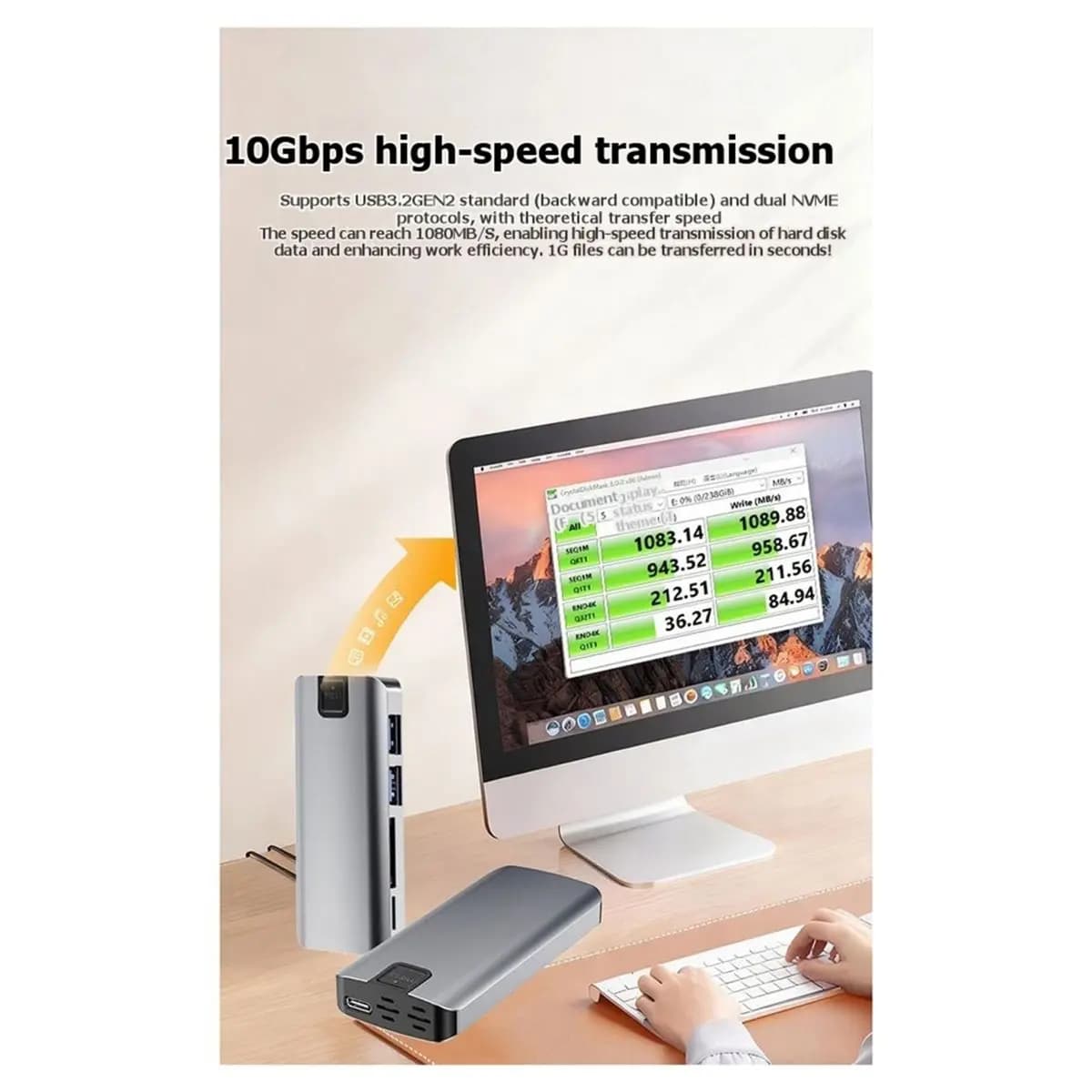 NEW FACTORY~M.2 Expansion Dock NVMe/NGFF HUB External Hard Drive Enclosure 10Gbps SSD Case for M2 Solid State Drive A-C Line
