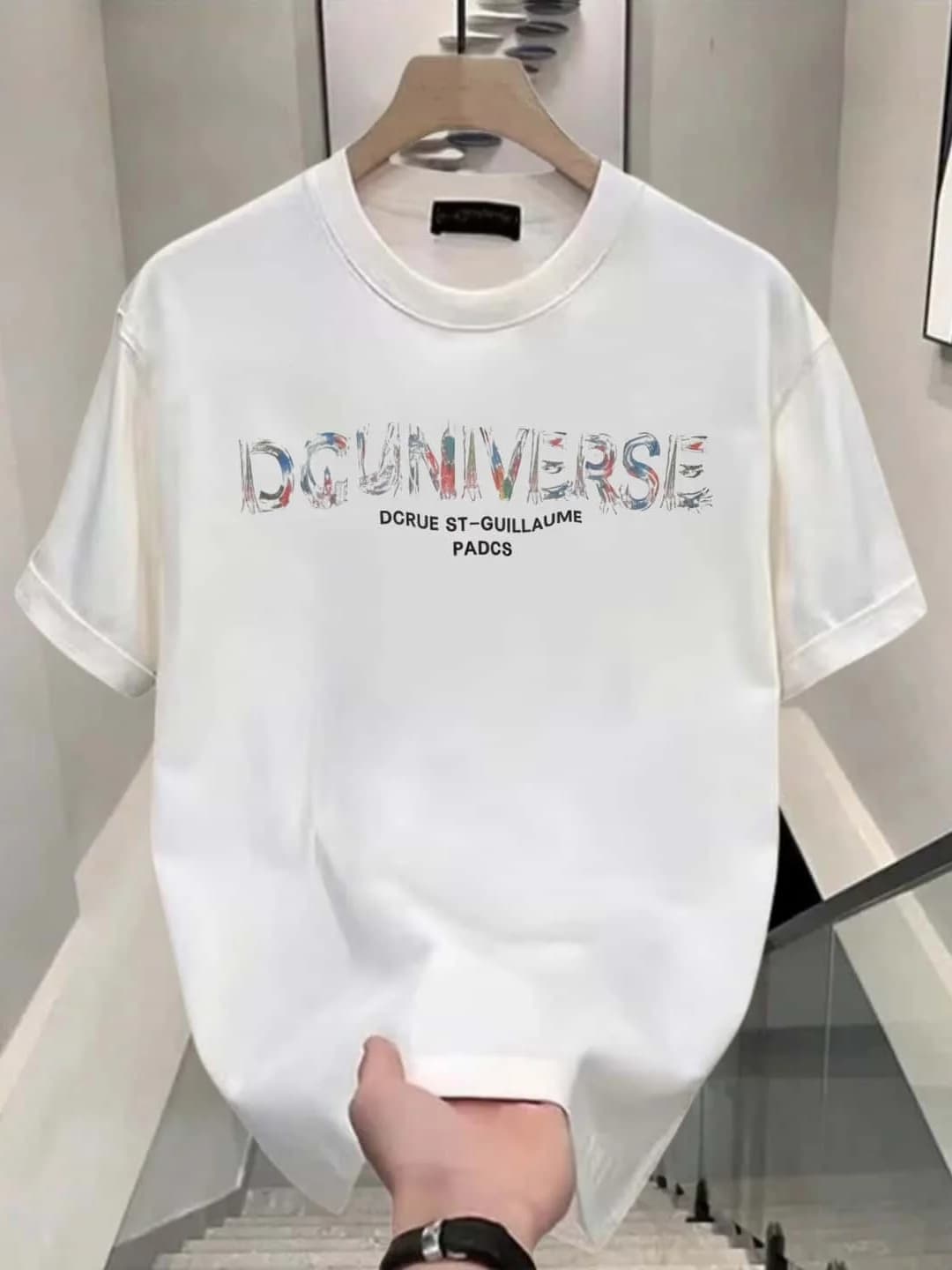 T-shirt da uomo alla moda 2026, nuova collezione, a maniche corte, con stampa di lettere, girocollo, in cotone, per giovani alla moda