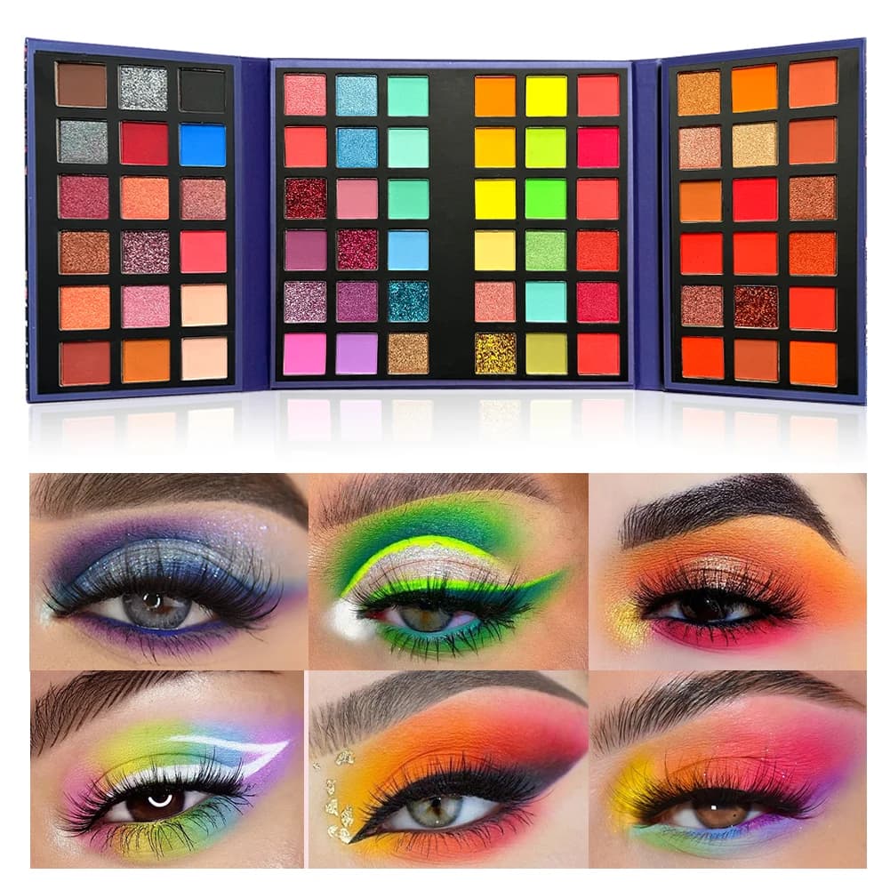 Palette di ombretti glitterati da 72 colori Kit di cosmetici in polvere pressata opaca impermeabile a lunga durata Tavolozza per trucco occhi da donna alla moda