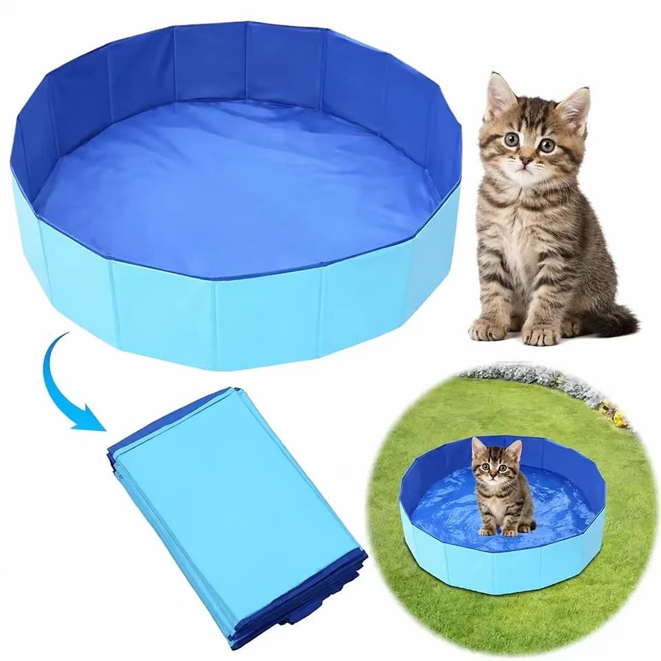 Foldable Dog Swimming Pool Portable Pet Bath Tub for Small Dogs Cats Indoor Outdoor Washing Basin Summer Cooling Accessories