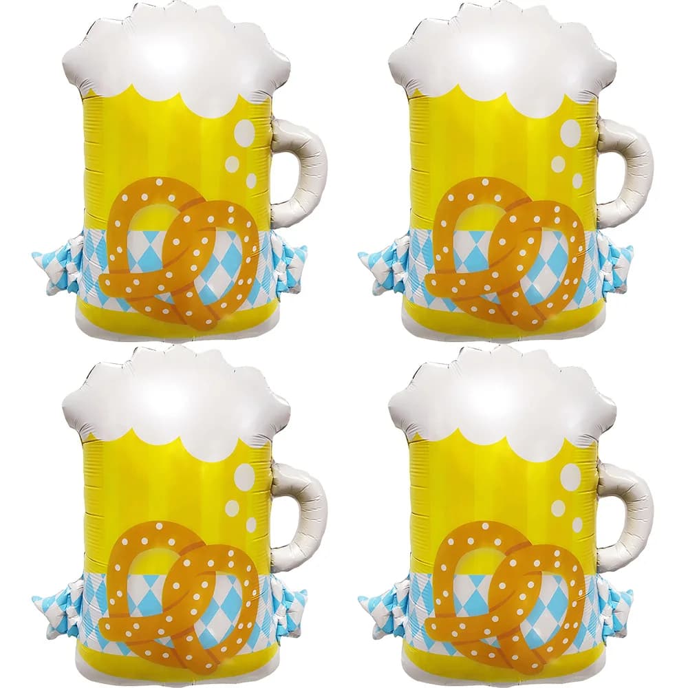 Confezione da 4 Palloncini Colorati a Forma di Boccale di Birra, Palloncini in Foil a Forma di Boccale, Palloncini Oktoberfest di Monaco Adatto per feste dell'Oktoberfest di Monaco, feste di compleanno a tema birra, riunioni di amici, addio al single, decorazioni a tema bar e hotel, decorazioni per feste estive
