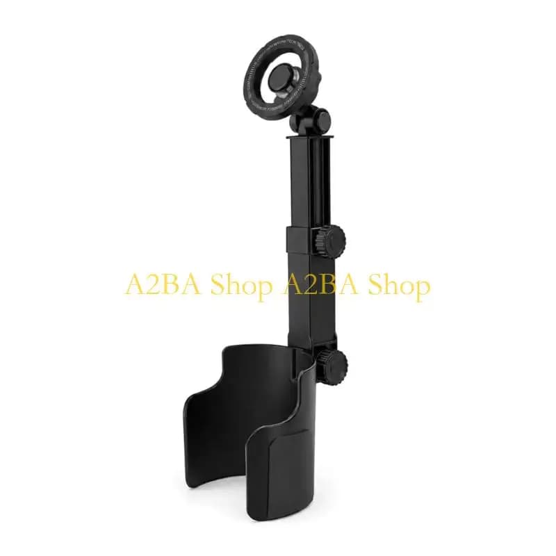 A2BA Multifunctional Car Cup Holder Phone Stand with Head, Adjustable Height Design for Navigation Screen Placement, Black