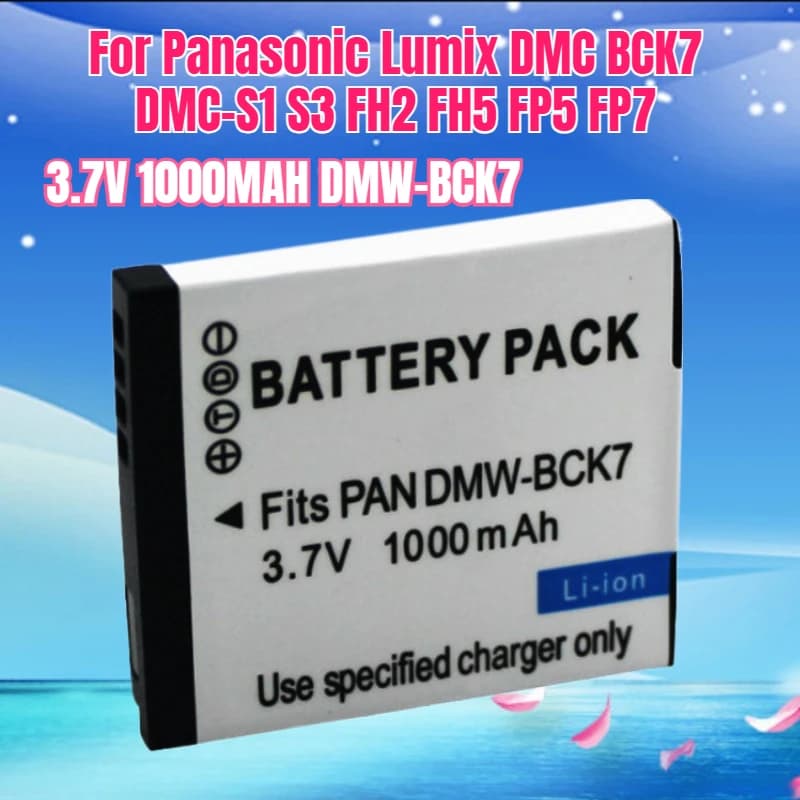 Charger 3.7V 1000MAH DMW-BCK7 BCK7E for Panasonic Lumix DMC BCK7 DMC-S1 S3 FH2 FH5 FP5 FP7