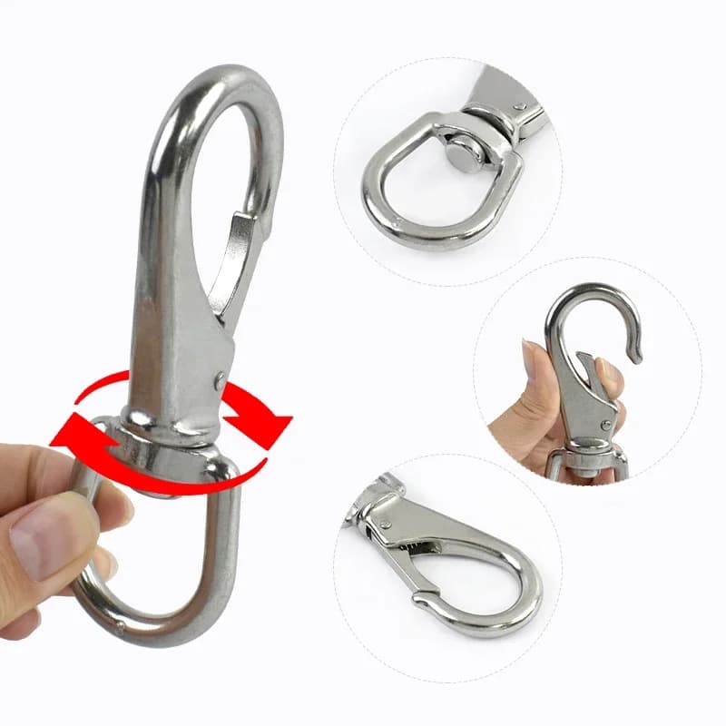 1Pc 304 Fibbie in acciaio inossidabile Borsa con tracolla Girevole Chiusura a moschettone Portachiavi Collare per cani Moschettone Connettore fai da te Accessori hardware