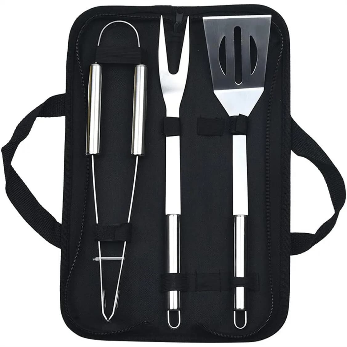 Set di Utensili per Barbecue in Acciaio Inox con Borsa per il Trasporto per Barbecue all'Aperto