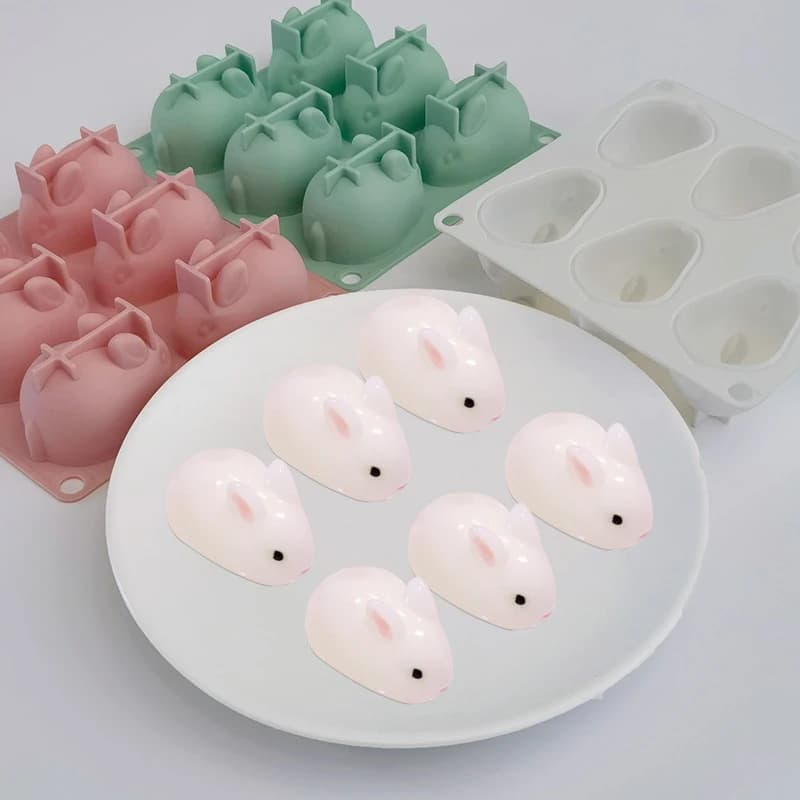 Stampi in silicone a forma di coniglio pasquale {YY30} per caramelle e cioccolato, ideali per preparare mousse, gelato, cioccolato, caramelle e dessert pasquali.