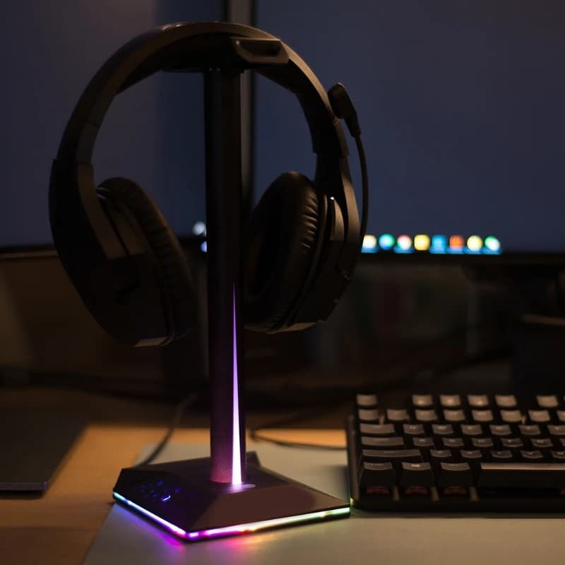 Flexible headphone stand mounted on head for creative headphone support for desk headphone stand Base for office Salva Spa