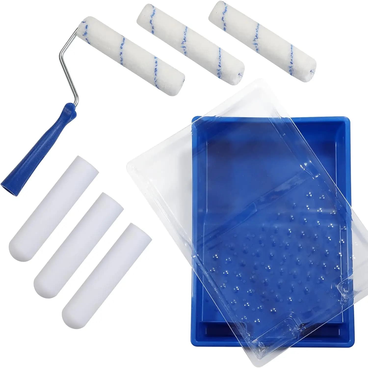 Set di Rulli per Pittura in Schiuma da 6 Pollici con Vassoio e 9 Ricariche per Finiture Lisce su Pareti e Mobili