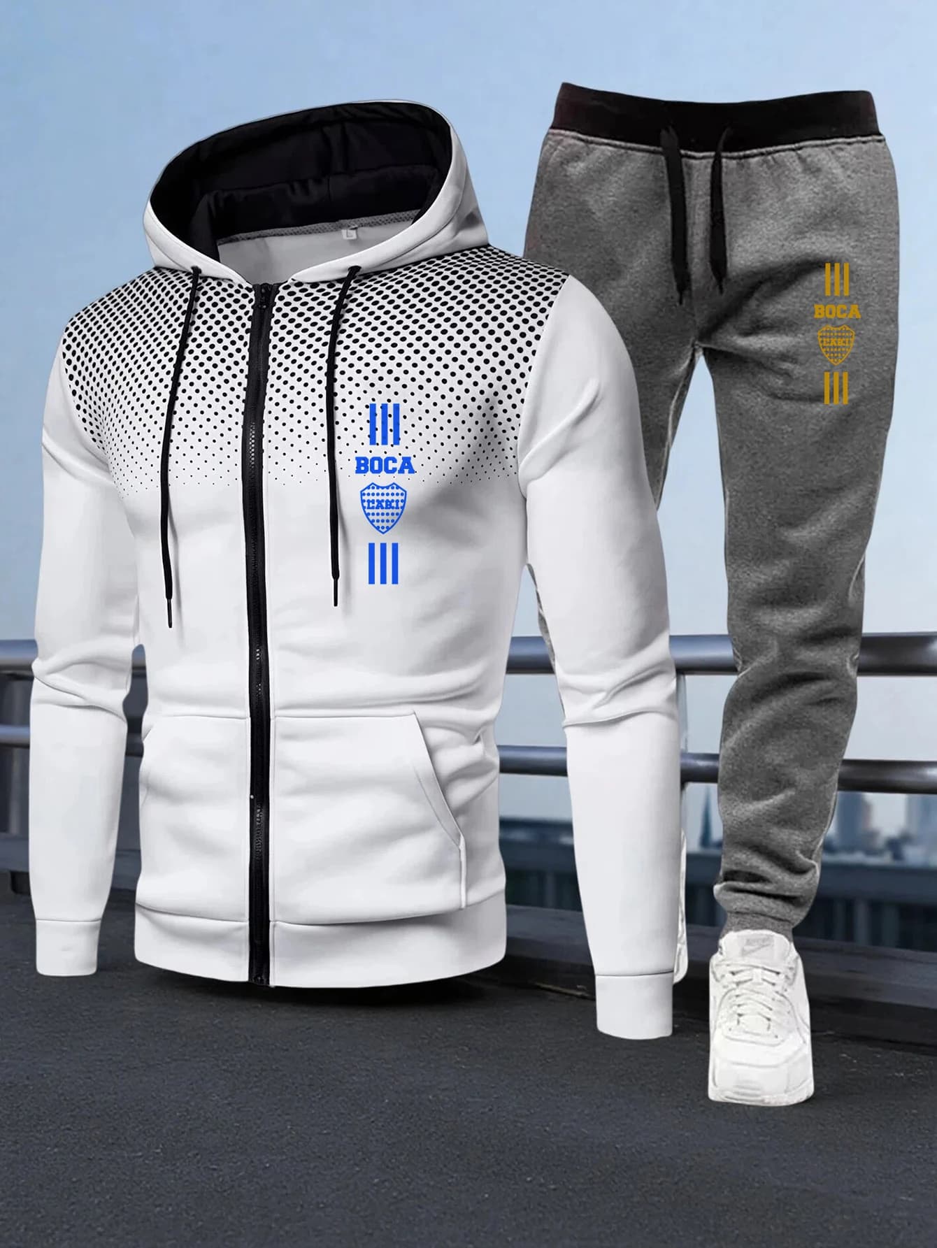 Men's Tracksuit Zipper Coat and Black Sweatpants Outdoor Casual Sporty Hoodie Jogging Suit Male Autumn Training Set Sweatshirts