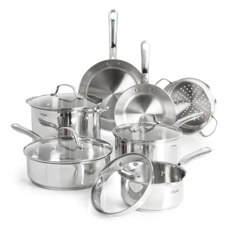 Set di Pentole e Padelle in Acciaio Inox 11 Pezzi, Adatto per Induzione e Forno, Resistente fino a 500°F, Set da Cucina con Padelle, Casseruole e Pentola per Soffritti