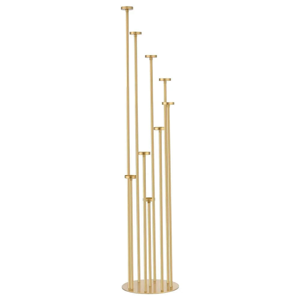 Portacandele dorato a 9 bracci Candelabri da pavimento in metallo Portacandele a pilastro Set alto per decorazioni per feste di Halloween per la casa di nozze 46,3 pollici