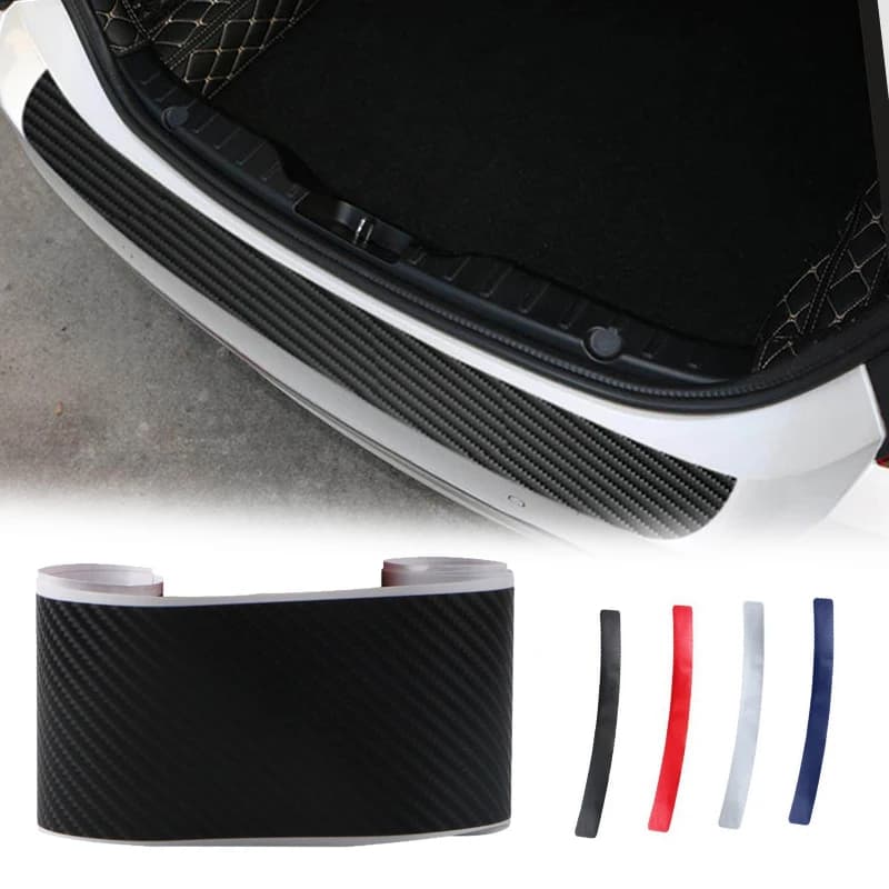 90cm Car Rear Trunk Bumper Carbon Fiber Sticker Decals Universal Auto Anti-Scratch Anti-Collision Protection Strips Stickers 1Pc