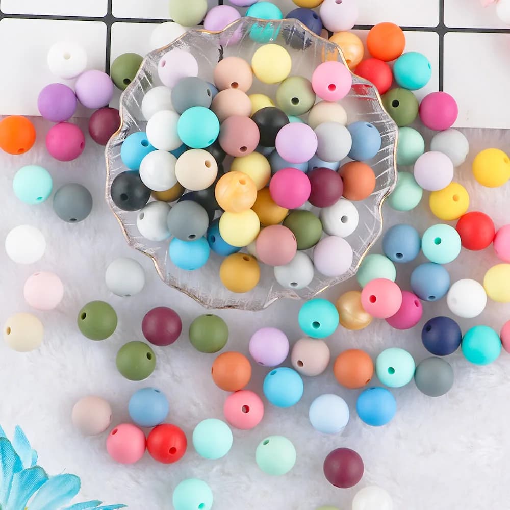 20 perline rotonde in silicone da 12 mm per la creazione di gioielli, accessori portachiavi collana fai da te