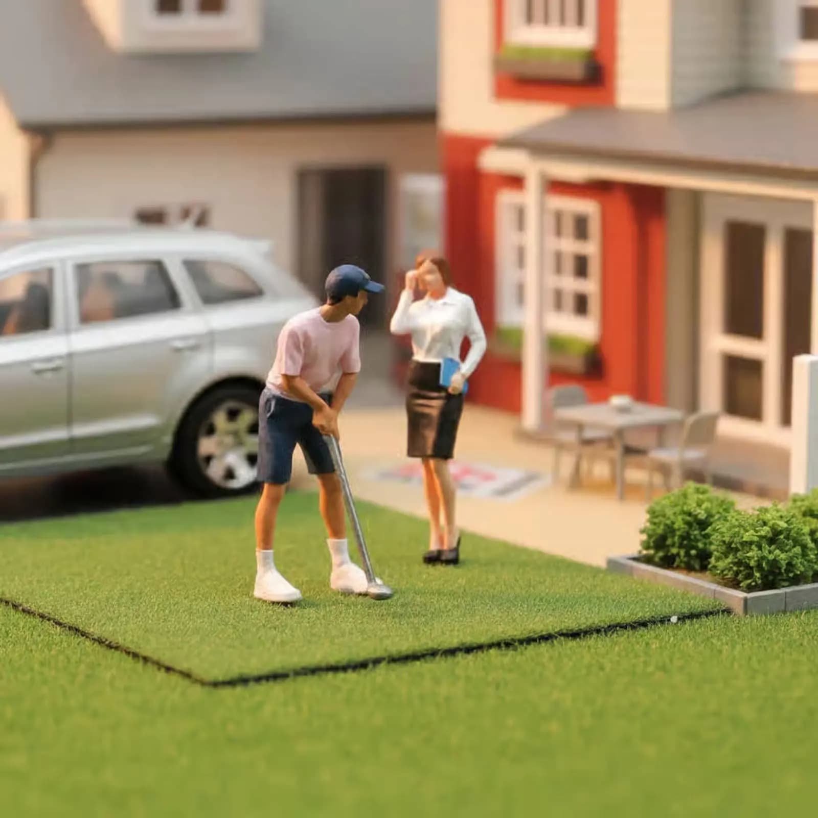 Set di 2 Figurine di Golfisti in Scala 1:64, Collezionabili, Miniature Realistiche per Diorami
