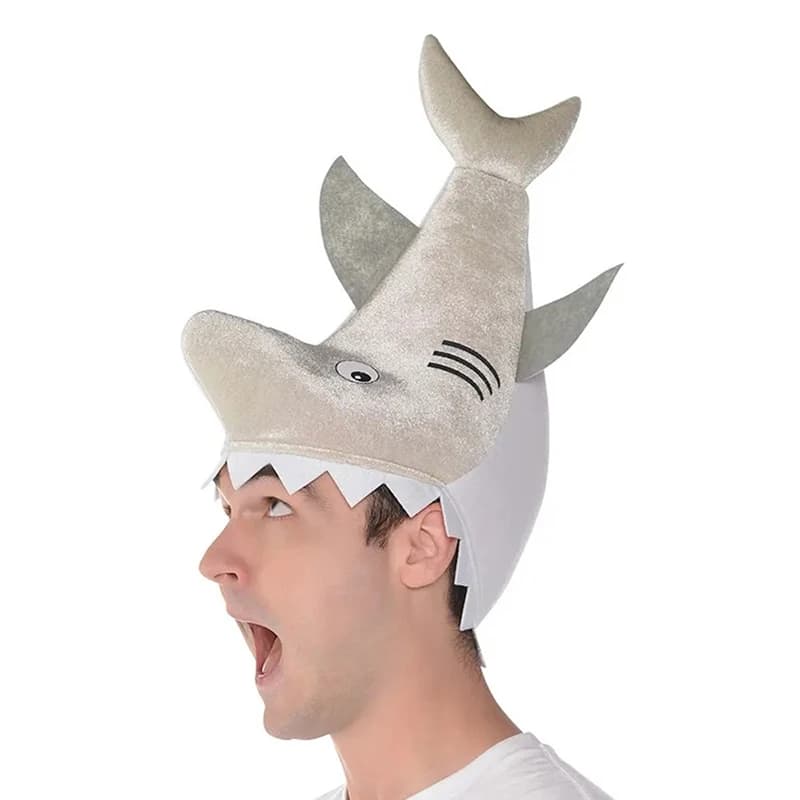 Xm 1pc 100% poliestere per adulti cappelli animali divertenti creativo stereoscopico peluche cappello di squalo costume di Halloween