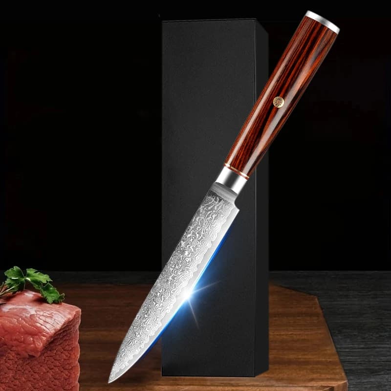 5 inch Japanese multipurpose knife in Damascus steel 67 layers Damascus knife Full Tang Small Japanese kitchen knives Rosewood