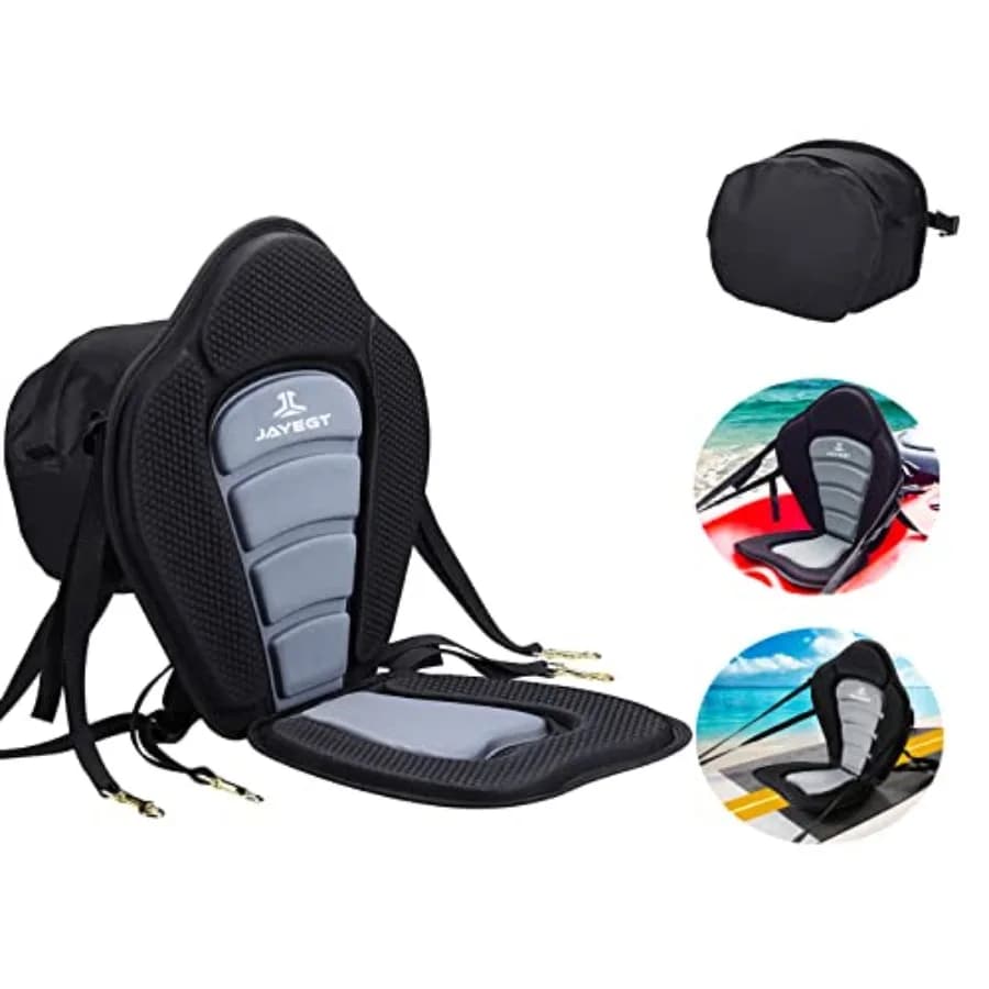 Kayak Seat Deluxe Padded Back Canoe Seat with Back Support SUP Paddle Board Seats Fishing Seat for Universal Sit with Detachabl