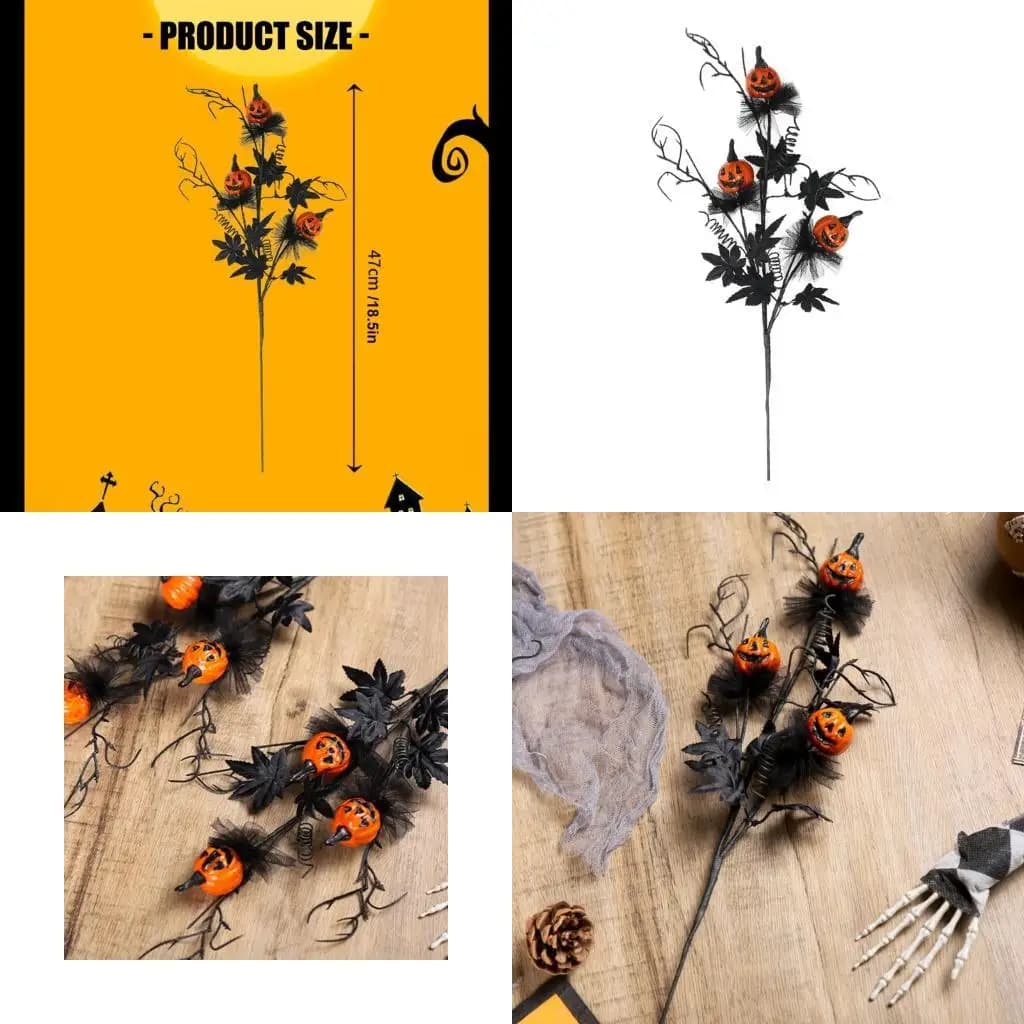Stelo pianta artificiale con mazzi zucca realistici Halloween per composizione floreale Halloween Decorazione per