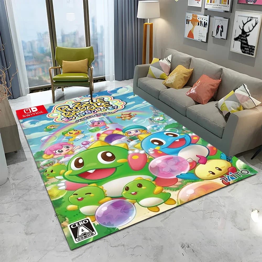 Bubble Bobble Cartoon Game Gamer Tappeto per la casa Soggiorno Camera da letto Divano Zerbino Decor, tappeto da gioco per bambini Tappetino antiscivolo