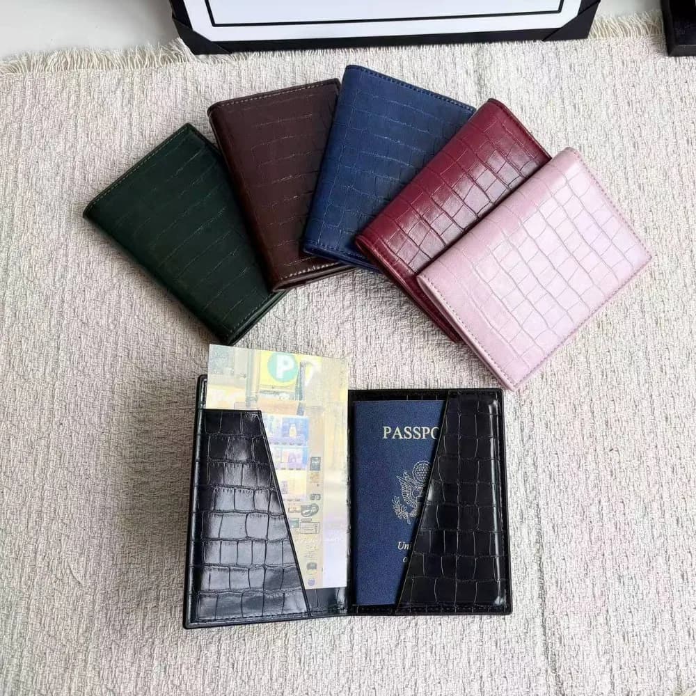 Portable PU Passport Holder Crocodile Grain Soft Document Wallet Wear-resistant Travel Case Set Travel Storage