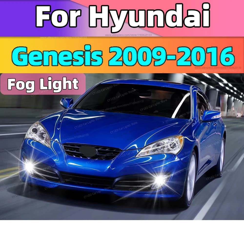 2pcs LED Front Fog Lamp Canbus Car Light Blub For Hyundai Genesis 2009 2010 2011 2012 2013 2014 2015 2016 Auto Accessories