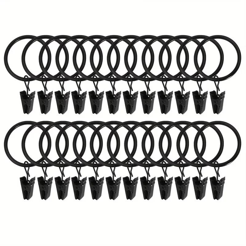 12 pcs Strong Clip Grip 25mm Drapery Ring Clips, great for Living Room Drapery, Sturdy Metal Ring, Bathroom Shower Panels
