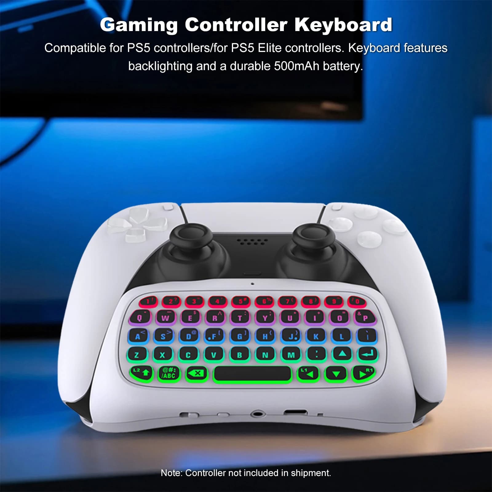 Tastiera wireless con altoparlante integrato, gamepad, chatpad compatibile con il controller PS5, tastiera con jack audio da 3,5 mm, accessori per giochi