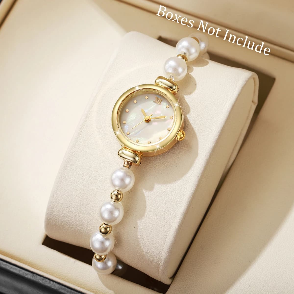 Orologio da donna al quarzo con quadrante Roma piccolo alla moda, elegante orologio da polso con cinturino in perle per donna Reloj Mujer (senza scatola)