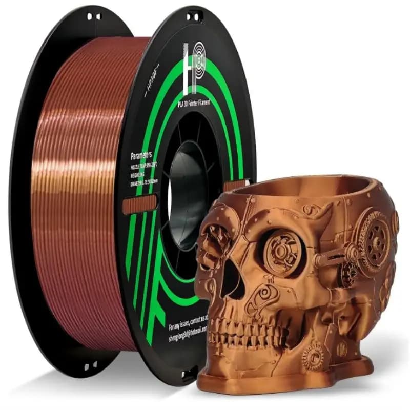 HP3DF 3D Printer Filament, PLA, Silk Copper,HP3DF 1.75mm,Accuracy +/- 0.02mm, 1KG Spool (2.2 lbs), Fit Most FDM Printer