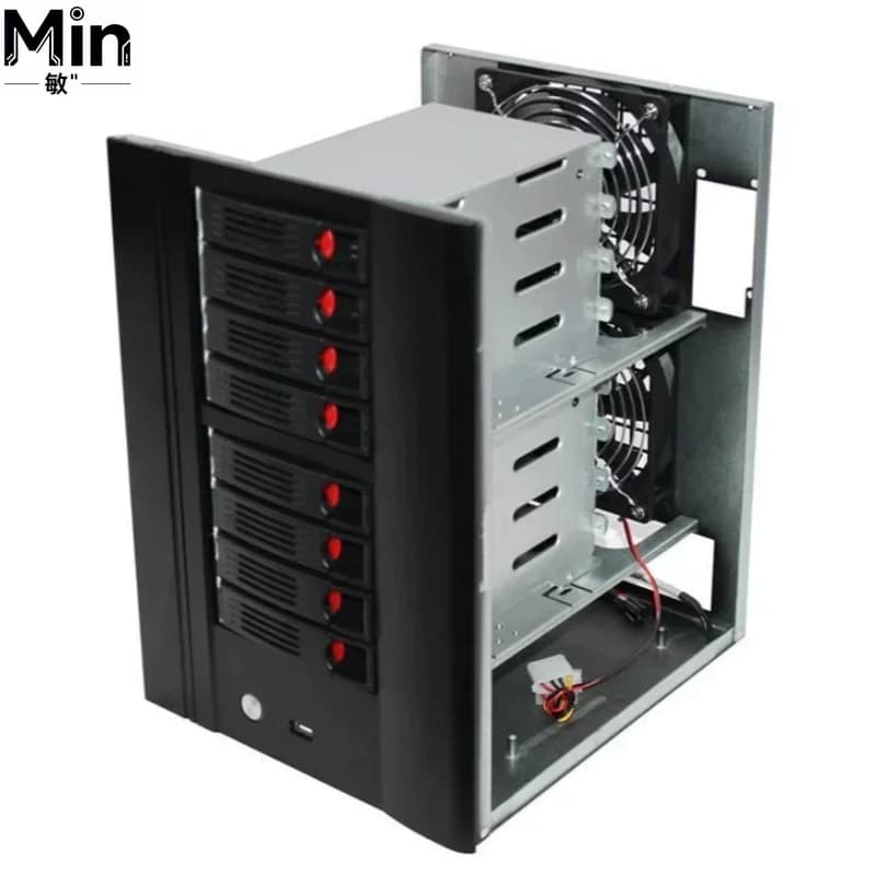 8 Bay ITX Motherboard SATA Hard Disk Backplane Home Storage NAS Server Case Computer Components for Personal Cloud Storage