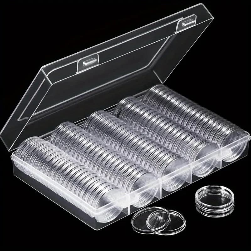 100 pcs transparent coin holder 27/30mm Transparent commemorative coin holder box from collection Supplies for collection