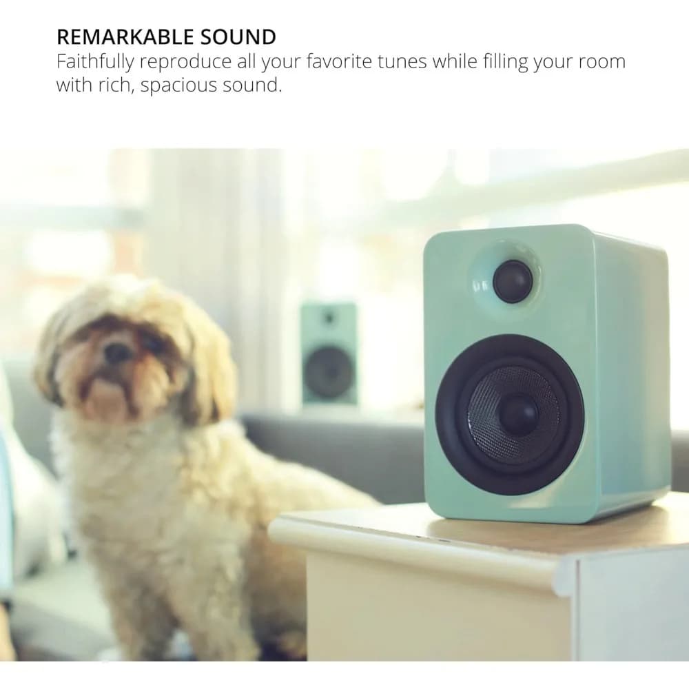 Powered Speakers with Bluetooth Built-in Phono Preamp Auto Standby Remote 140W Peak Gloss Black Pair