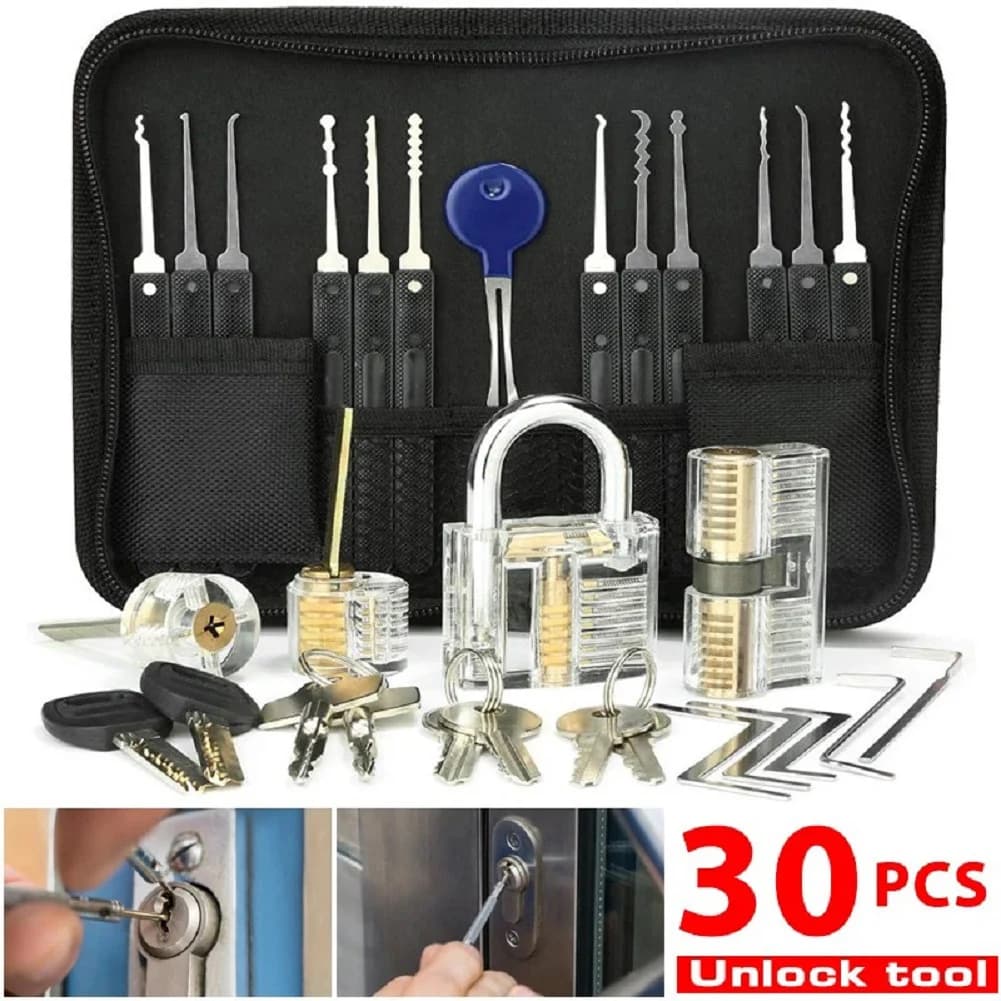 30pcs Lock Picking Set Transparent Key Extractor Multifunctional Lock Picks Hand Tools Steel for Padlock Hardware for Hand Tools