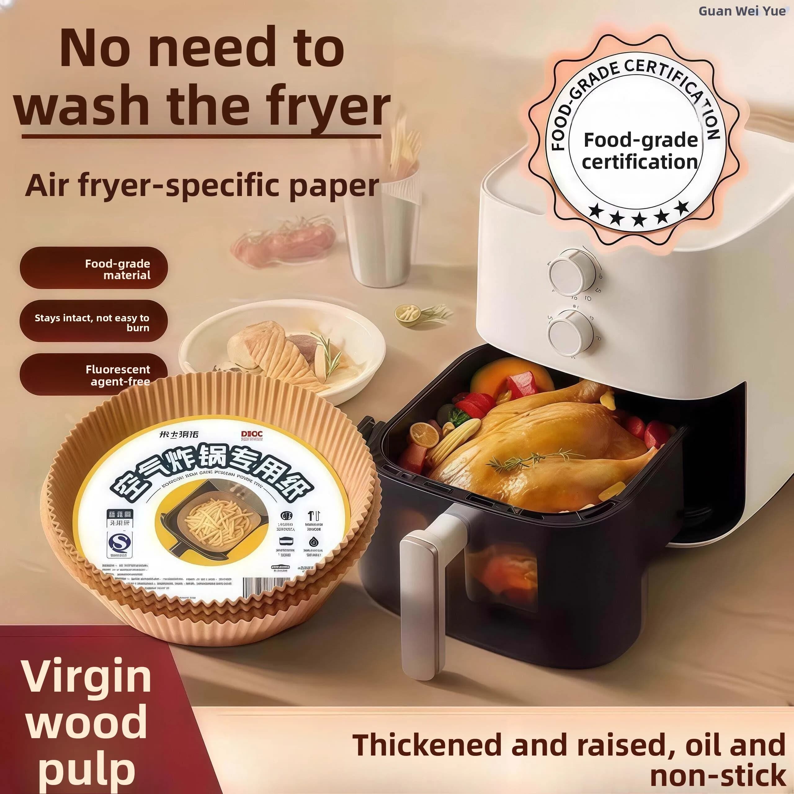 Carta da Forno Alimentare Resistente al Calore e Assorbente per Friggitrice ad Aria, Cottura e Cucina, Carta Siliconata Rotonda e Quadrata per Padelle