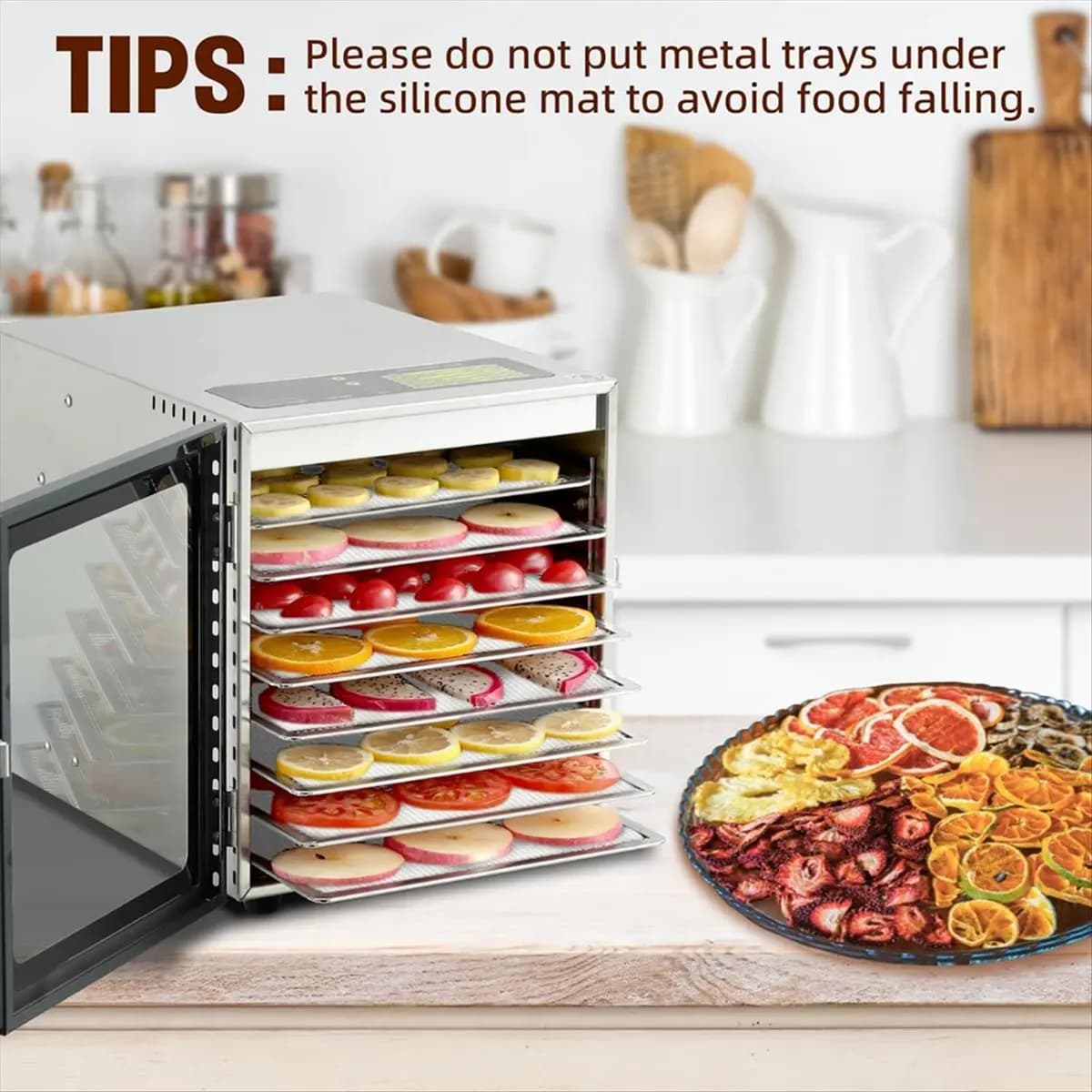 A60P 15 Pack Silicone Dehydrator Sheets, Mesh Dehydrator Trays, Non-Stick Fruit Leather Trays, Suitable for Dried Meat