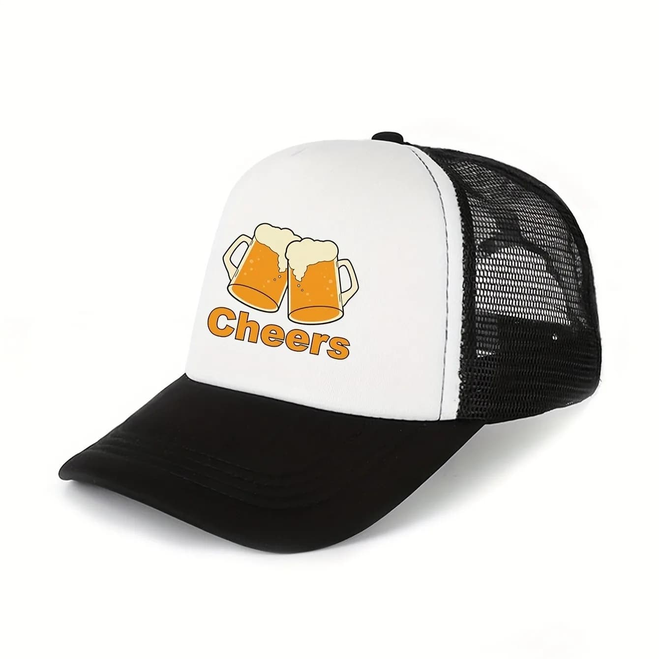 Cappello da camionista Cheers Beer Mugs, berretto da baseball in rete di poliestere, regolabile, casual, unisex, regalo