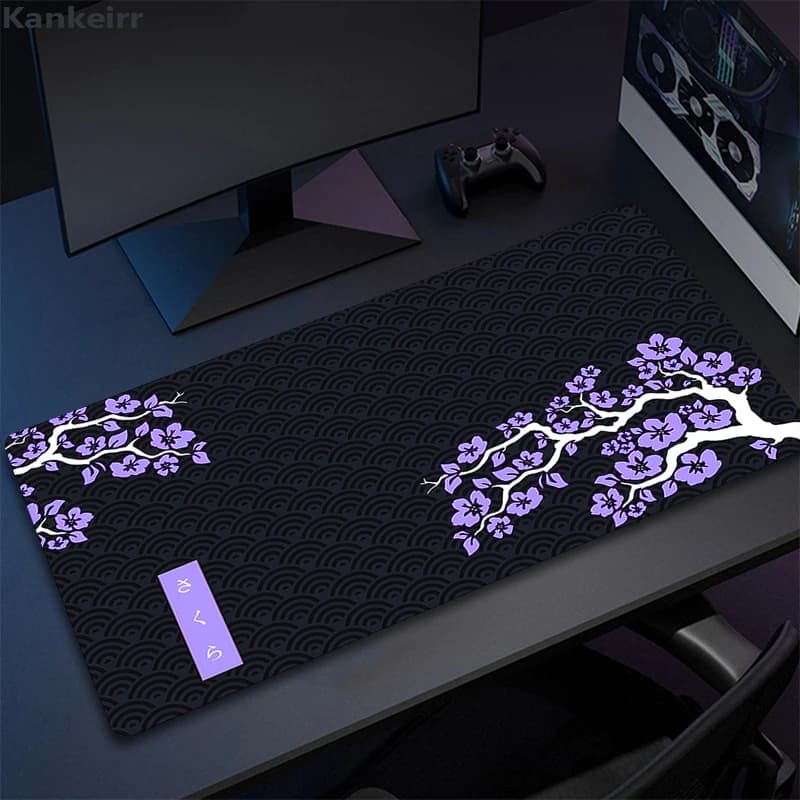 Tappetino per mouse viola Sakura, tappetini per mouse di grandi dimensioni, tappetini per mouse per PC, tappetini per mouse da ufficio, tappetini per tastiera in gomma Kawaii, regali