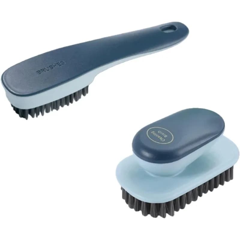 Laundry Brush, Shoe Brush, Used for Cleaning Stains, Floor Tiles, Kitchen, Carpet, Household Cleaning,Easy to Hold Set of，Soft Bristle Scrub，Sneaker，2 Pieces(Blue)